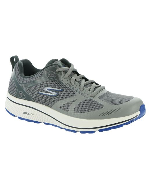 Skechers Mesh Lace Up Running Shoes in Gray for Men | Lyst