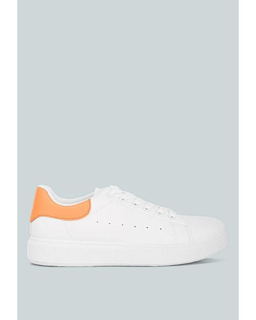 LONDON RAG White Enora Comfortable Lace Up Sneakers