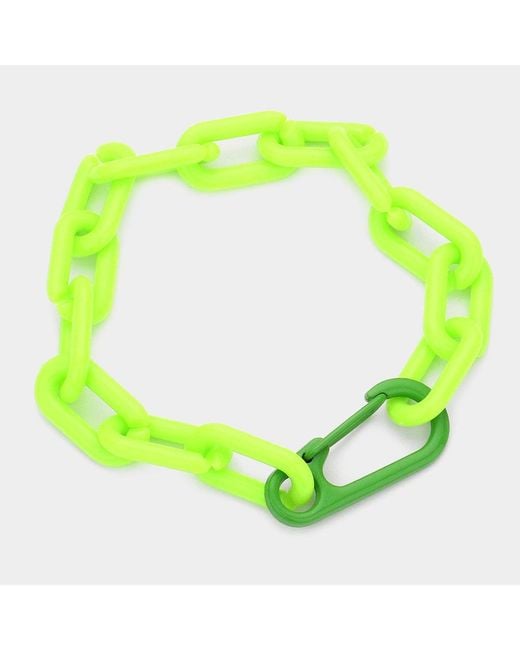 Fashnzfab Green Resin Open Oval Link Bracelet Lime