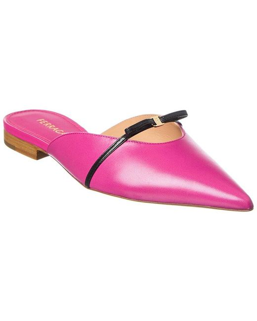 Ferragamo Pink Bow Mini Leather Mule