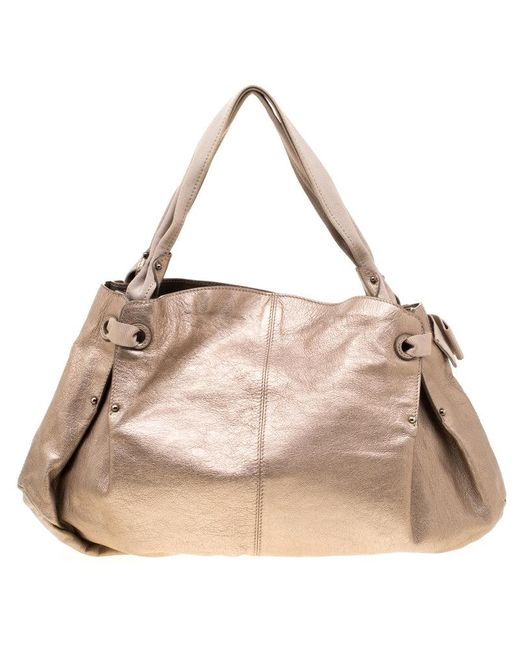 Ferragamo Pink Leather And Canvas Bow Hobo
