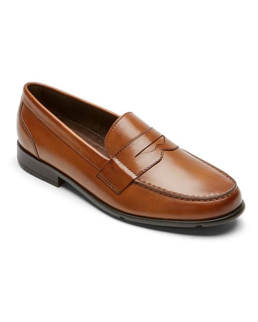 Rockport Brown Keaton Leather Slip On Loafers for men
