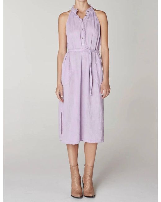 Raquel Allegra Purple Halter Midi Dress In Lavender