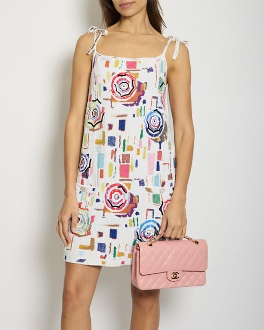 Chanel White Sleeveless Towel Dress With Multi-colour Detail