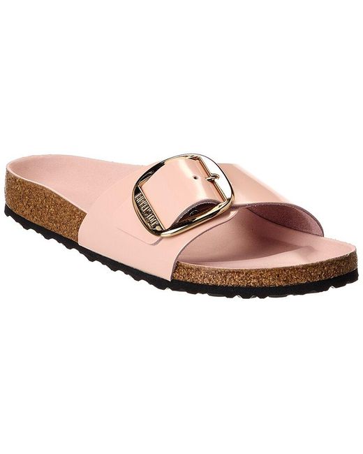 Birkenstock Pink Madrid Narrow Big Buckle Natural Paten Patent Sandal