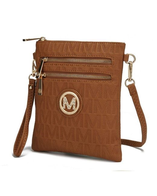MKF Collection by Mia K Andrea Milan M Signature Crossbody Handbag in Brown