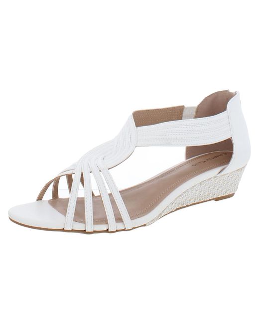Charter Club Ginifur2 Dressy Zipper Wedge Sandals in White | Lyst