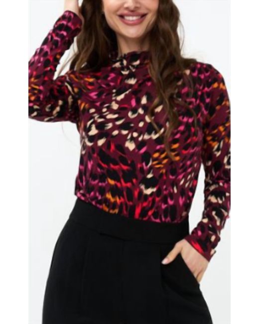 EsQualo Red Animal Print Long Sleeve