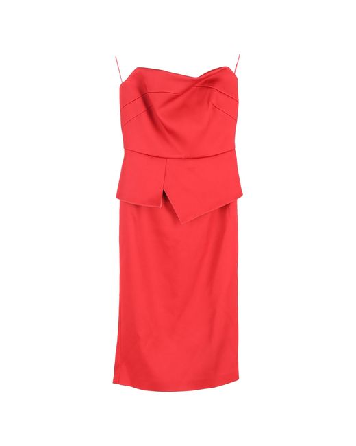 Roland Mouret Red Strapless Midi Dress