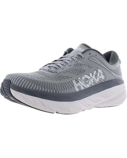 Hoka One One Gray Bondi 7 Stability Supportive Running Shoes for men
