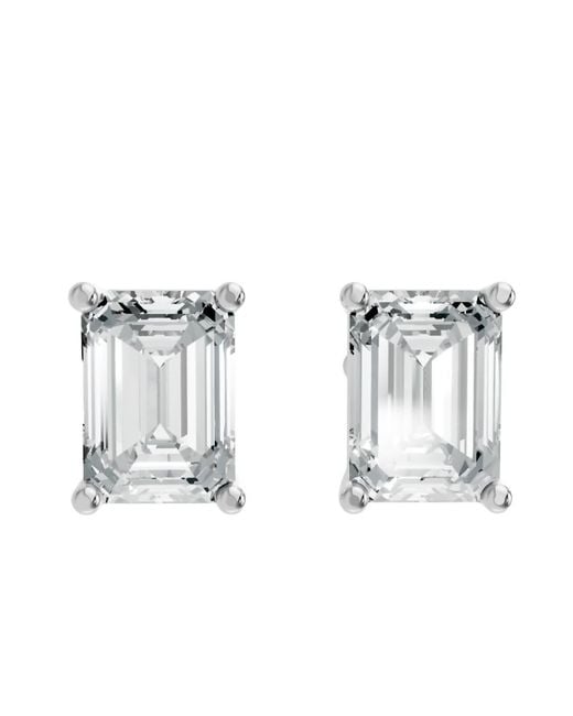 AAMIAA Metallic Emerald Shape 4 Prong Push Back Studs