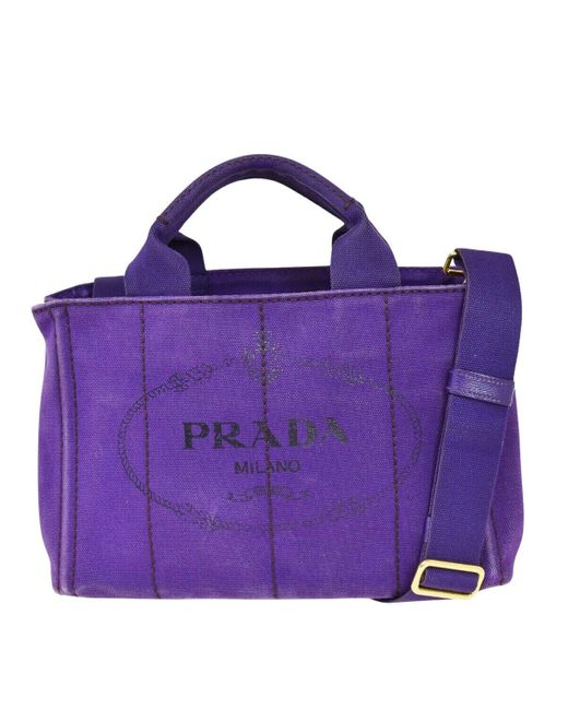Prada Purple Canapa Canvas Tote Bag (pre-owned)
