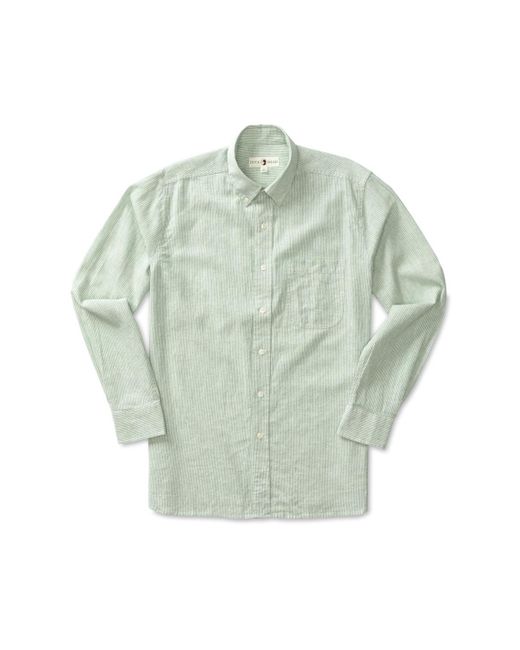 Duck Head Green Oxford Linen Hosford Stripe Shirt for men