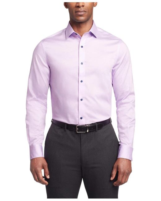 Tommy Hilfiger Purple Flex Dress Shirt Regular Fit Button-Up Ups752 for men