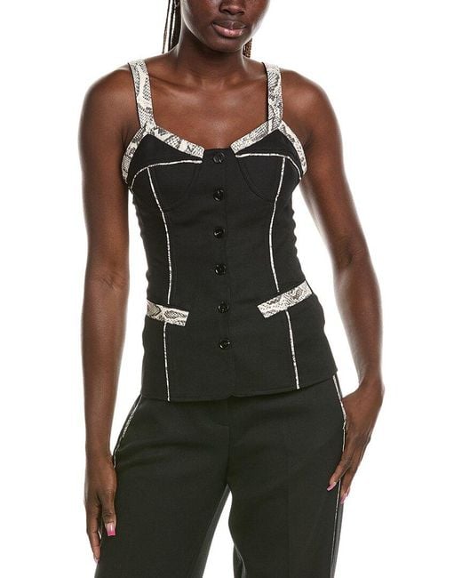 Paris Georgia Black Python Wool-Blend Bodice Top