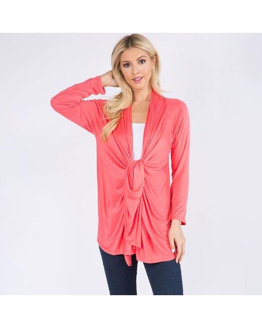 TRUEDAMES Pink Asymmetrical Open Front Solid Cardigan