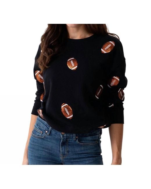 Shiraleah Women's Black Sequin Football Sweatshirt