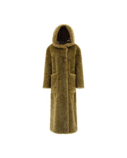Herno Green Curly Faux Fur Coat
