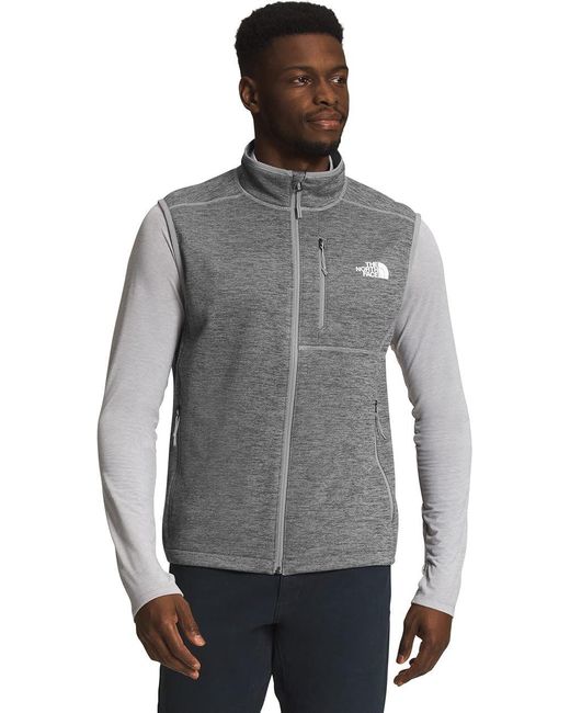 The North Face Men's Gray Canyonlands Vest Heather Mock Neck Full Zip Sgn1662