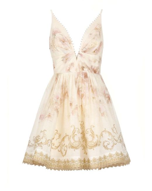 Zimmermann White Linen And Silk Dress