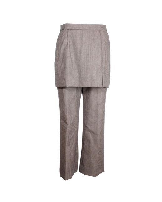 Dries Van Noten Gray Pinella Check Draped Panel Straight Leg Trousers