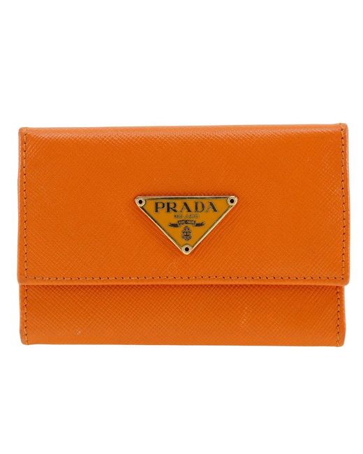Prada Orange 6 Keys Leather Wallet (pre-owned)
