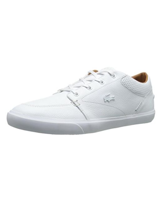 Lacoste White Bayliss Faux Leather Lace Up Casual Shoes for men