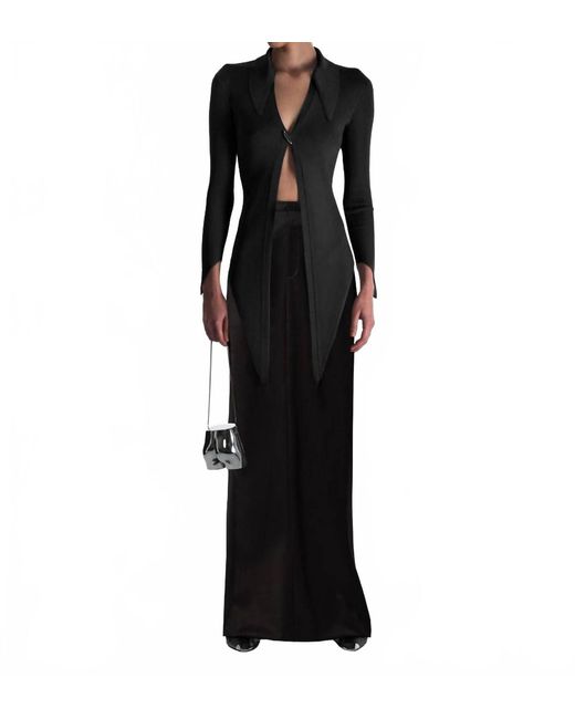 GRACE LING Black Angular Ribbed Knit Cardigan