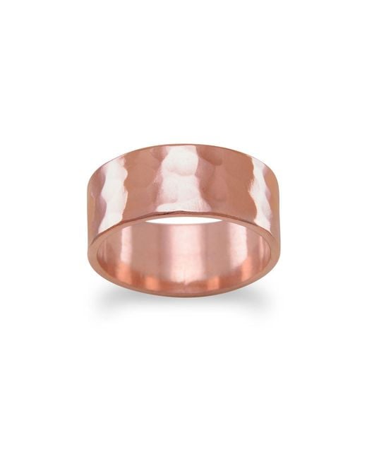 Fashnzfab Pink 8Mm Solid Copper Hammered Ring