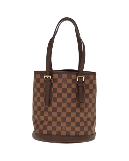 Louis Vuitton Brown Bucket Canvas Shoulder Bag (pre-owned)
