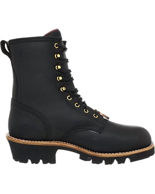 Chippewa Black Paladin 8" Waterproof Insulated Steel Toe Logger (Wide Width) for men