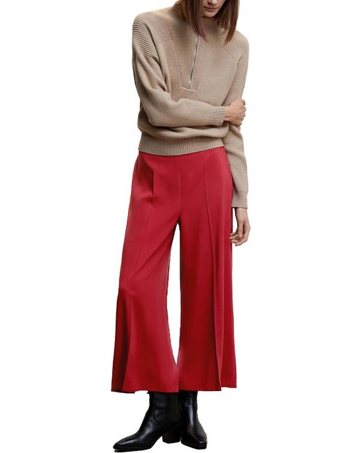 Mng Red High Rise Stretch Palazzo Pants