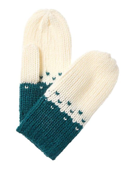 Portolano Blue Colorblocked Wool-Blend Mittens