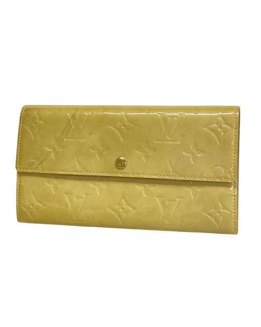 Louis Vuitton Yellow Portefeuille Sarah Patent Leather Wallet (pre-owned)