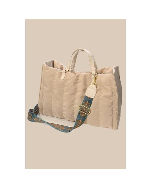 Fashnzfab Natural Puffer Tote Top Handle Puff Handbag