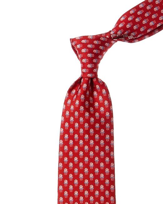 Ferragamo Red Basketballs Silk Tie for men