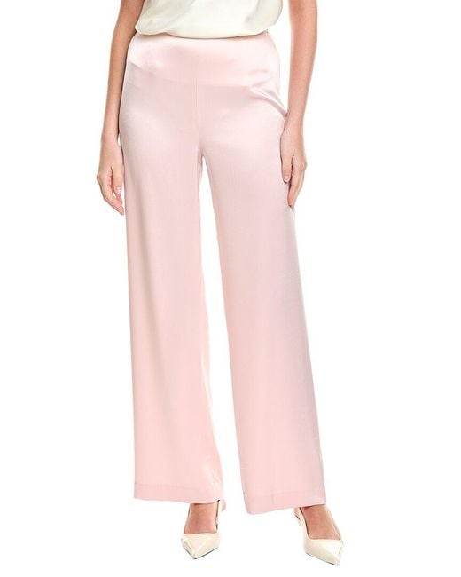 St. John Pink Liquid Satin Elastic Waist Pull-On Pant