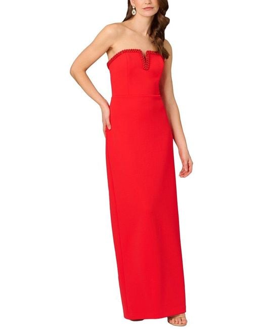 Aidan Mattox Red Solid Maxi Dress