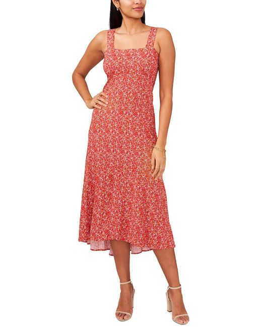 Msk Red Petites Floral Print Long Maxi Dress