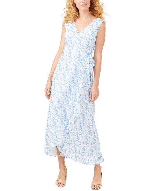J.McLaughlin Blue Cerise Linen-blend Midi Dress