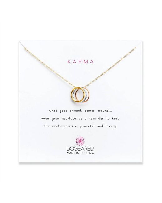 Dogeared White Triple Karma Ring Necklace