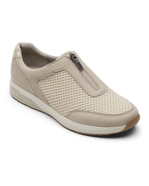 Rockport White Tru Stride Center Zip Mesh Slip-resistant Casual And Fashion Sneakers