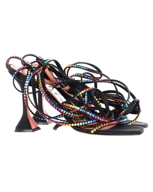AMINA MUADDI Blue X Awge Lsd Gladi Crystal Jewel Embellished Lace Up High Heels Sandals