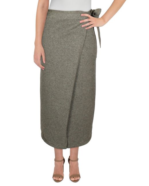 Polo Ralph Lauren Gray Cashmere Blend Midi Wrap Skirt