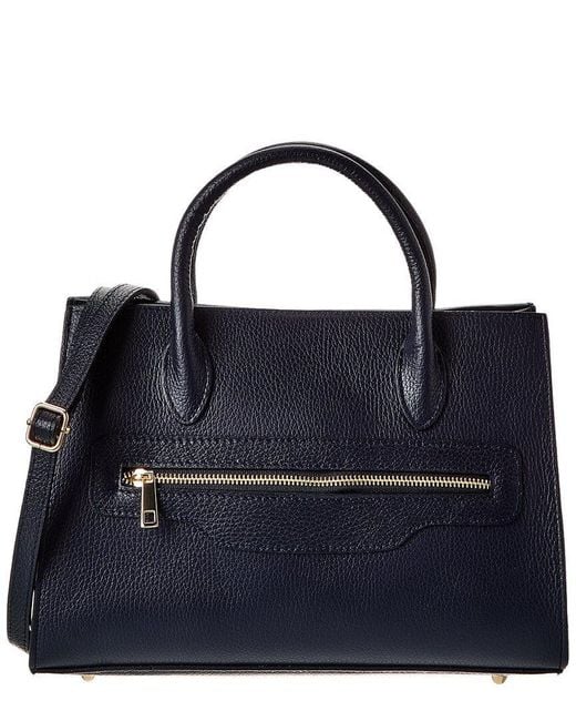 Persaman New York Blue Aida Leather Tote