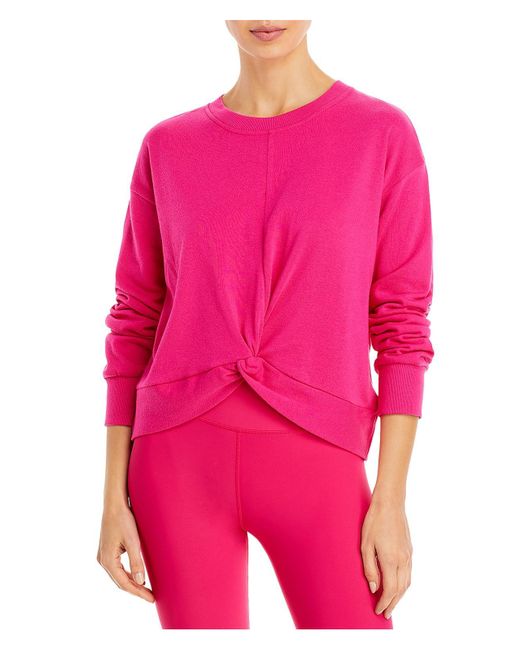 Aqua Pink Long Sleeve Front Twist Pullover Sweater