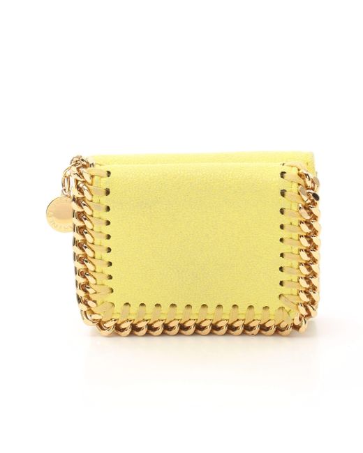 Stella McCartney Falabella Mini Wallet Trifold Wallet Fake Leather Light Yellow