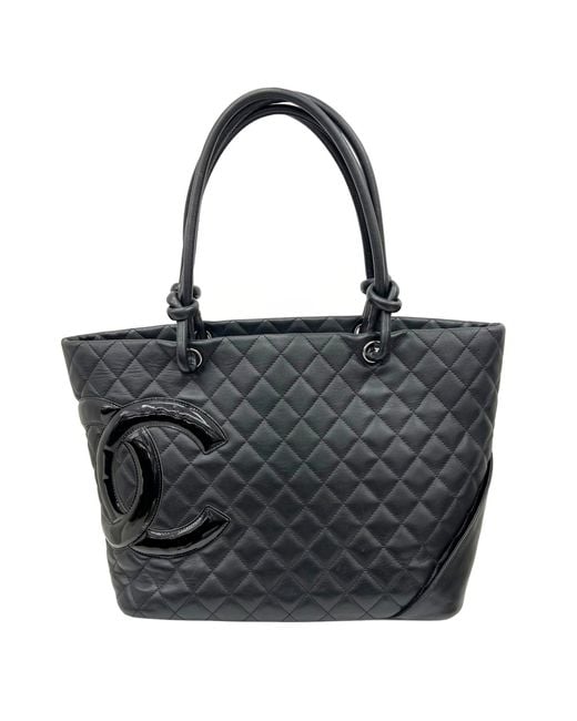 Chanel Cambon Leather Tote Bag (pre-owned) in Black