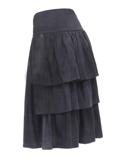 Comme des Garçons Blue Comme Des Garcons 1980's Vintage Wool Corset Lace Tiered Flared Skirt