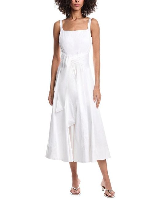Toccin Women's White Cady Tie Front Corset Midi Dress